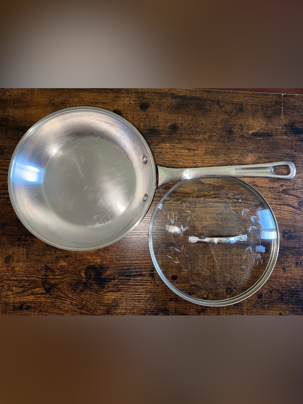 Princess House Stainless Steel Skillet with Decorative Glass Lid - Silver 10”